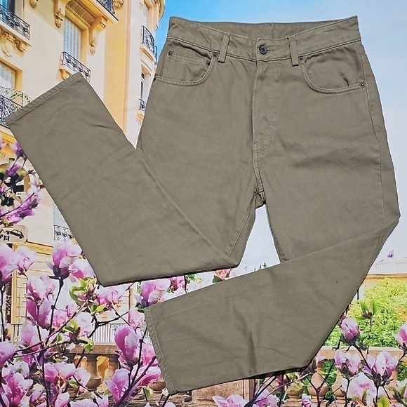 6397 Italy 4 Button Washed Sage High Waisted Size 27 Crop Jeans - Picture 1 of 6